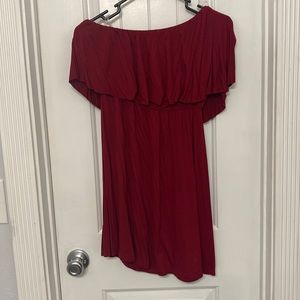 Dark red off the shoulder dress